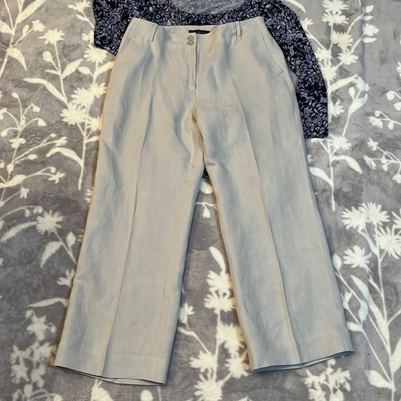 Talbots Pants - Superb EUC Talbots Heritage grey linen trouser style cropped pants Sz 4